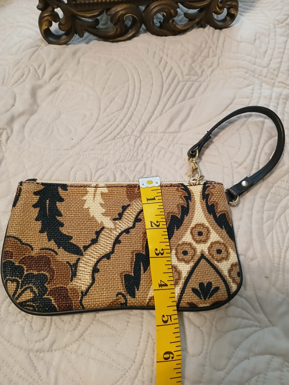 Spartina 449 Floral Wristlet Cosmetic Bag Brown & Black